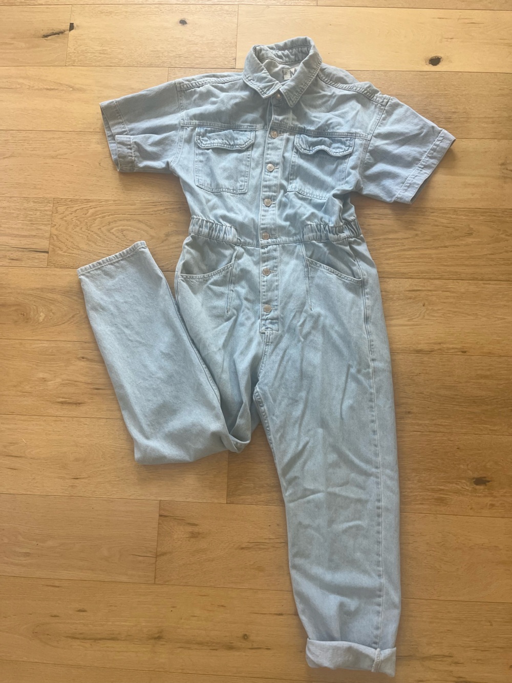 We The Free Light Wash Denim Jumpsuit